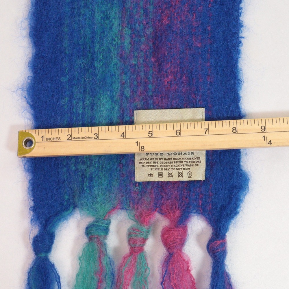 Ashley‎ Scarf Fuzzy Mohair Tassel Blue Mohair Women OS - Picture 6 of 8